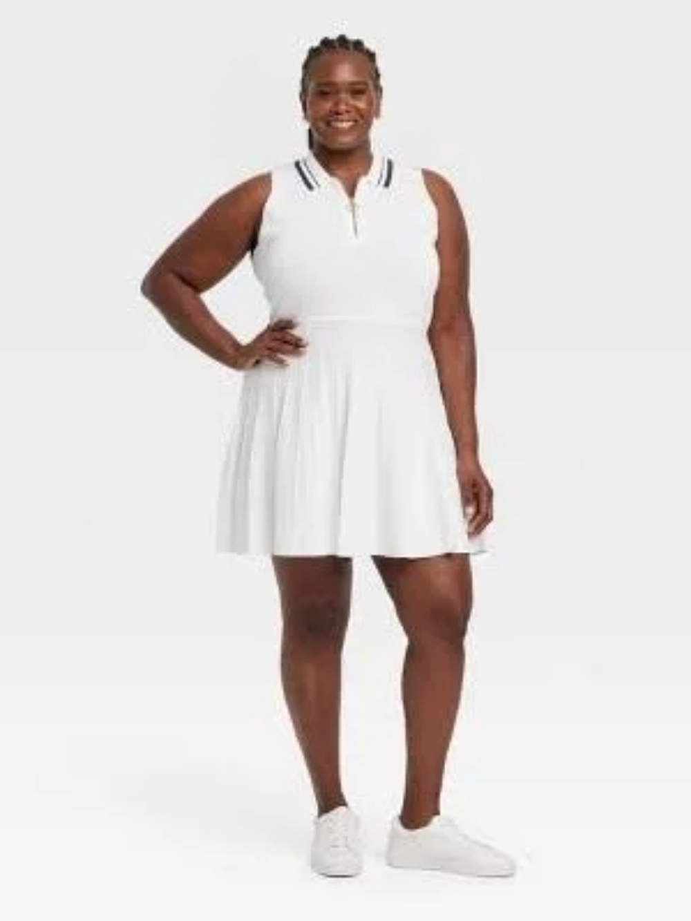 NWT A New Day White Zip Polo Dress with Gold Trim